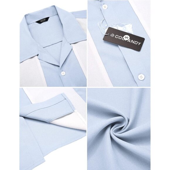 ❤️Men's White Casual Button Down Shirts Vintage  Bowling Summer Beach Shirts - Picture 5 of 6